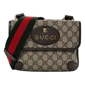 Gucci Neo Vintage GG Supreme Canvas Leather Double Flap Messenger